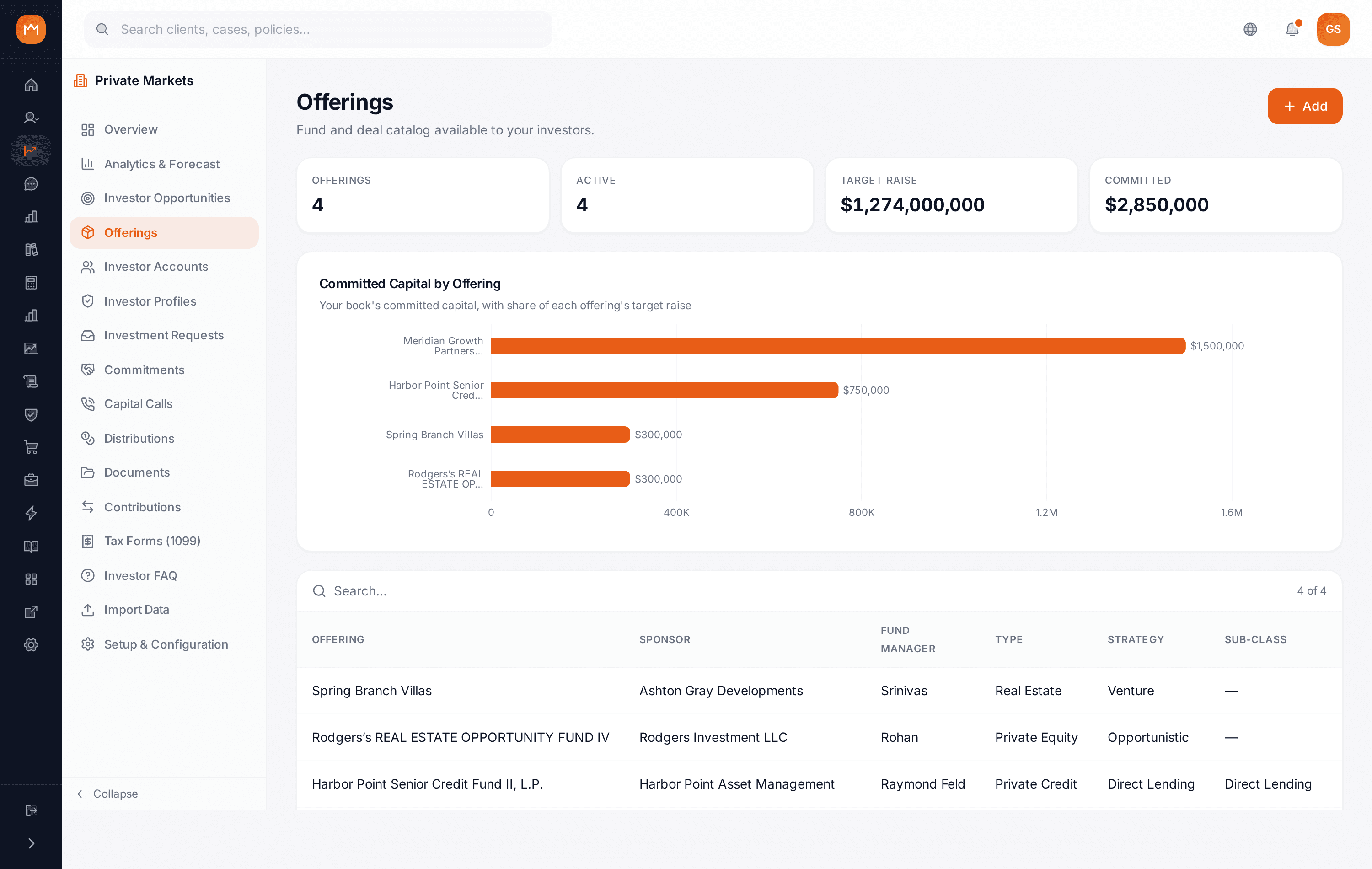 Active offerings screen with Invest Now