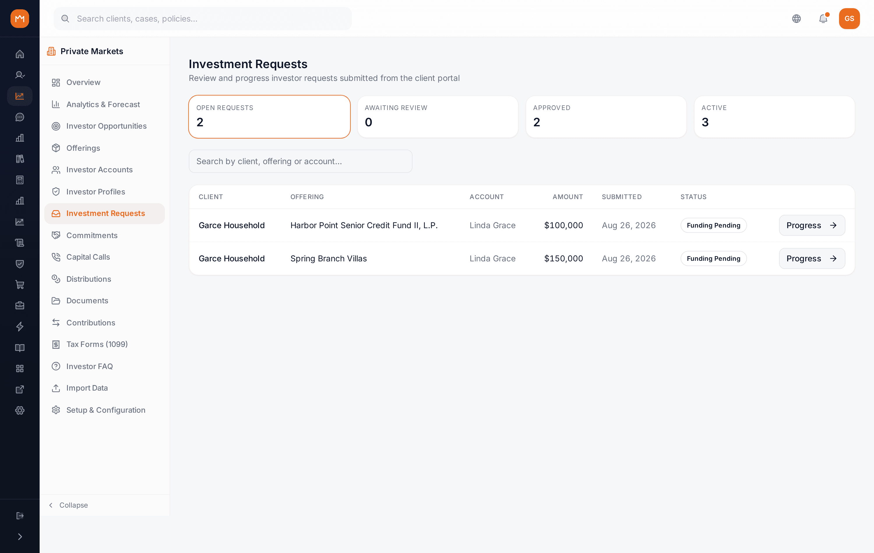 Investment confirmation dialog